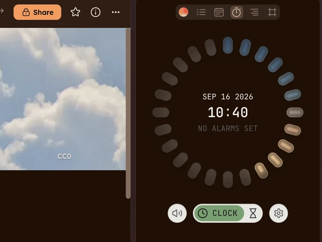 Circadial running in the sidebar of the Lancelot app.